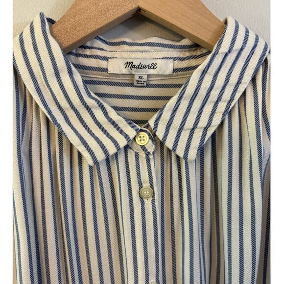 Madewell Women's Central Shirt In Dalton Blue and White Stripe Size XLarge - Picture 2 of 6
